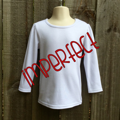 IMPERFECT Blank Girl's Long Sleeve Plain Tee (No Ruffle)